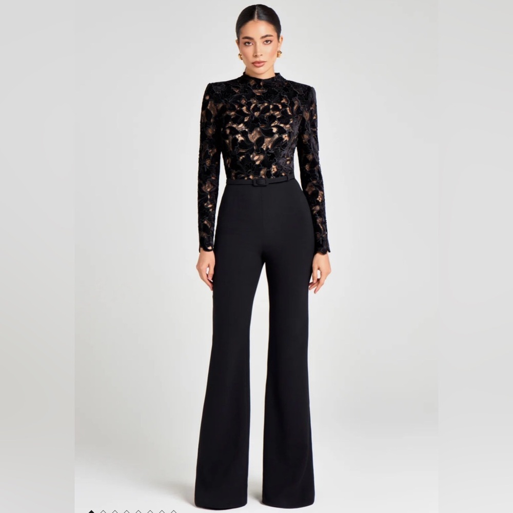 Nadine Merabi Eleanor Black Wide-Leg Jumpsuit